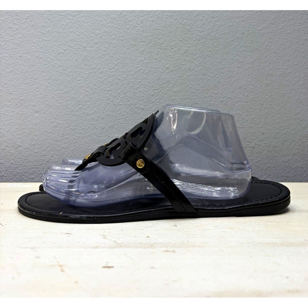 Tory Burck Black Leather Miller Thong Sandals Size 11